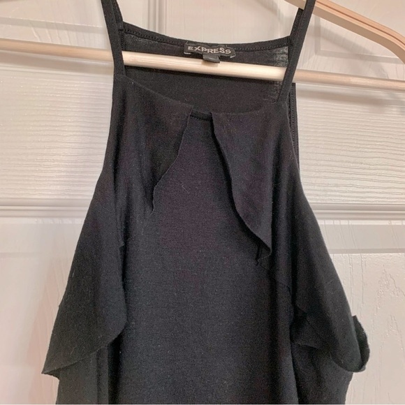Black High-Neck Ruffle Knit Cami Top - Picture 2 of 4